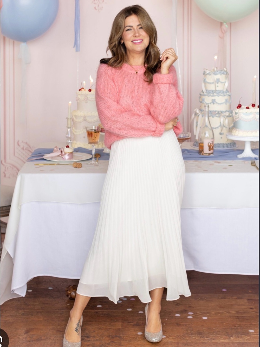 Gentle Fawn x Jillian Harris Cream Pleated Midi Skirt